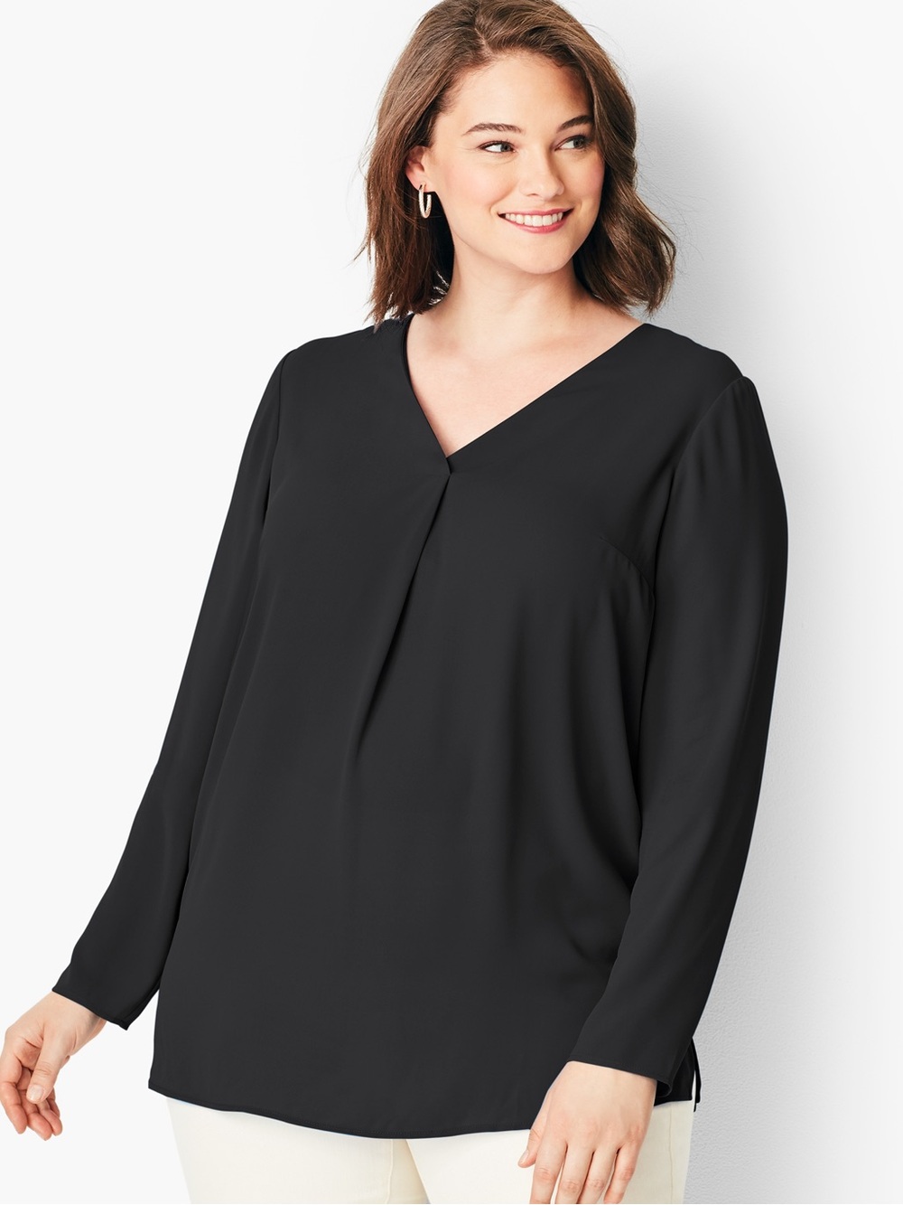 Worthington V-Neck Sheer Black Blouse - VGUC